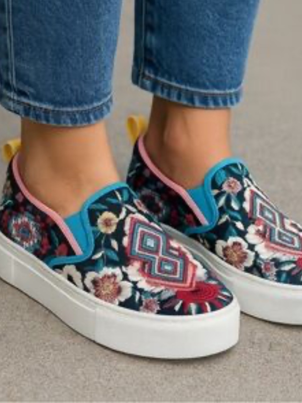 Johnny Was Hutton Embroidered Slip On Sneakers